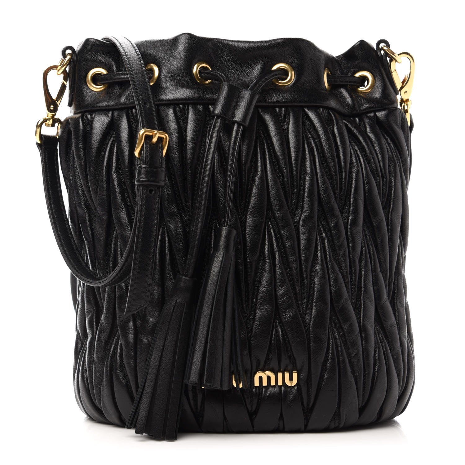 Miu Miu Nappa Matelasse Small Bucket Bag Black 1 of 10