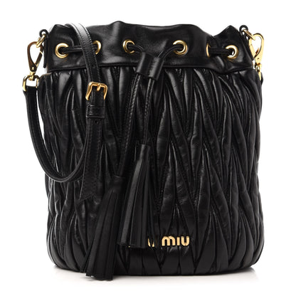 Miu Miu Nappa Matelasse Small Bucket Bag Black 1 of 10