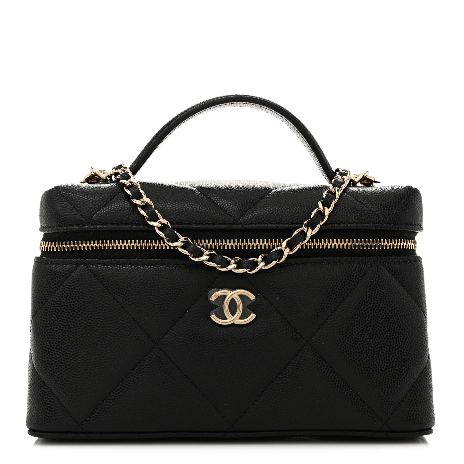 Chanel Caviar Quilted Top Handle Slim Vanity With Chain Black 1 of 11