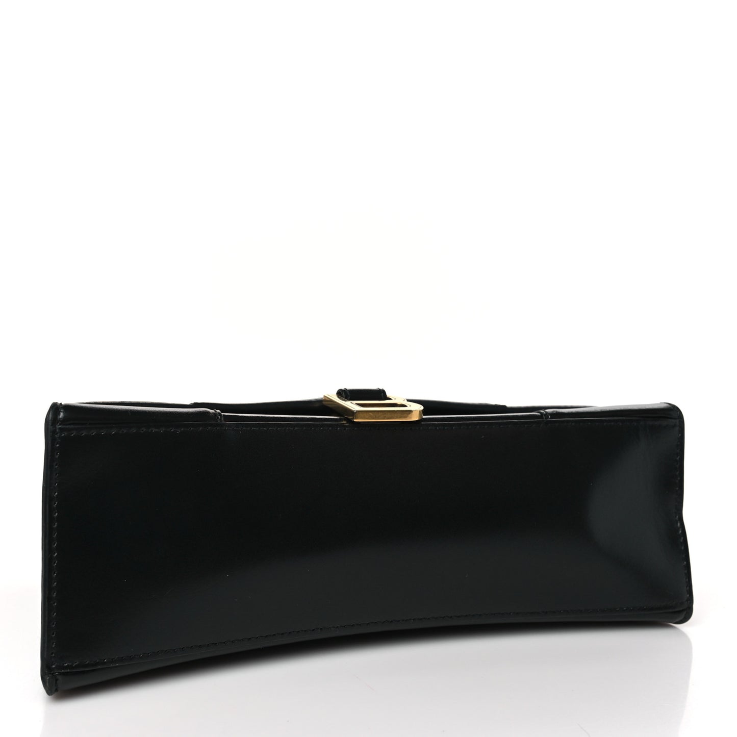 Shiny Box Calfskin Medium Hourglass Top Handle Bag Black