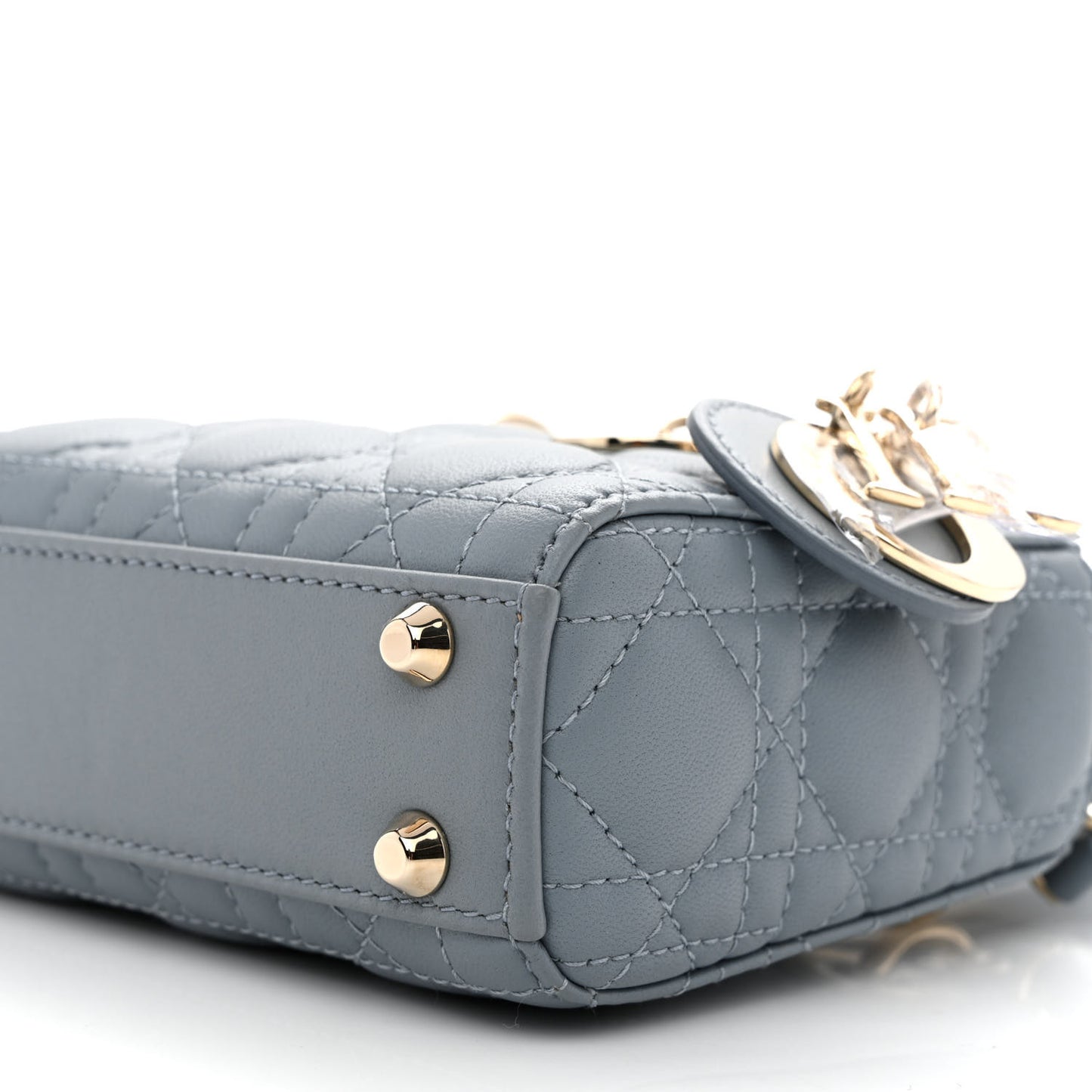 Lambskin Cannage Micro Lady Dior Cloud Gray