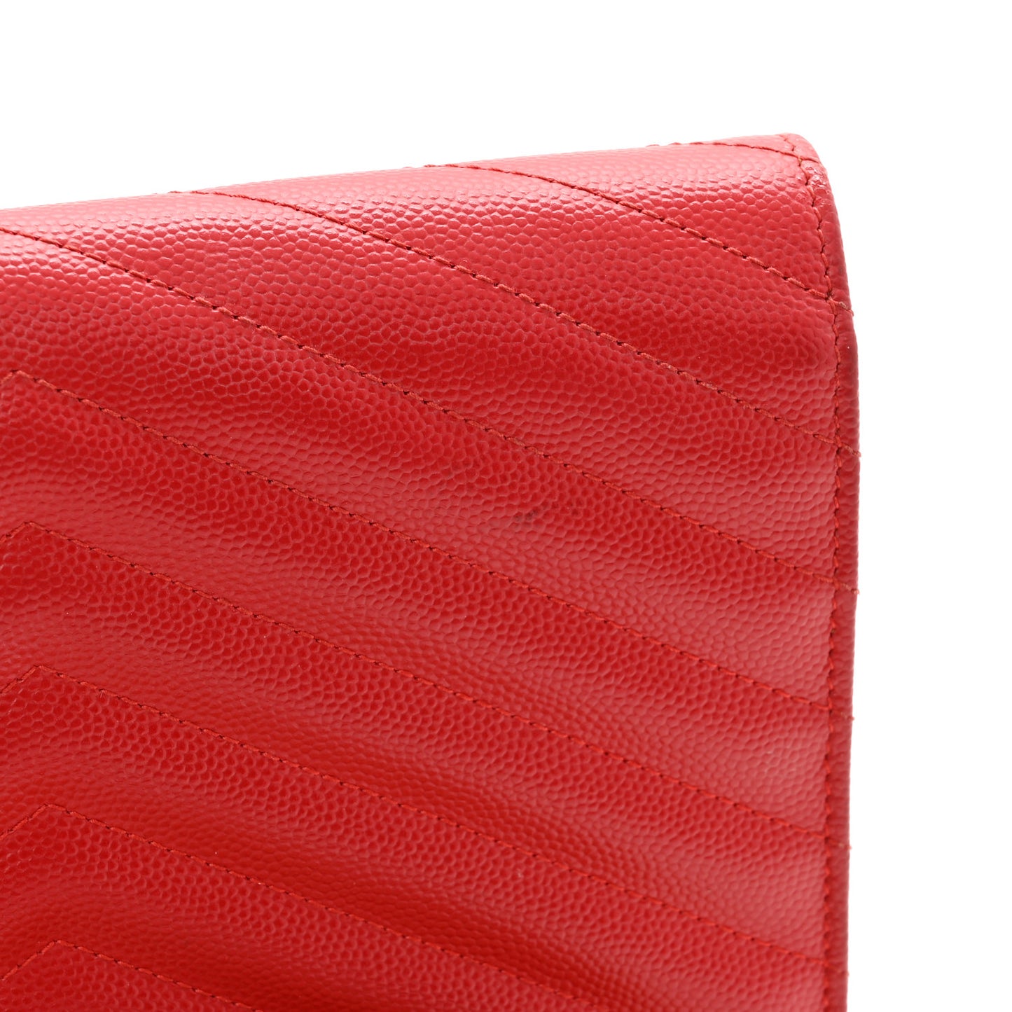 Grain De Poudre Matelasse Chevron Monogram Envelope Chain Wallet New Red