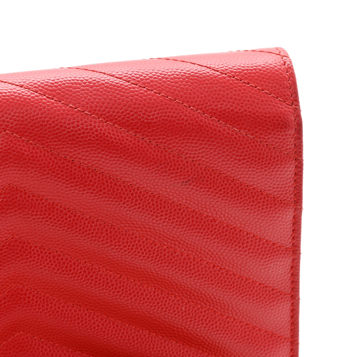 Saint Laurent Grain De Poudre Matelasse Chevron Monogram Envelope Chain Wallet New Red 13 of 14