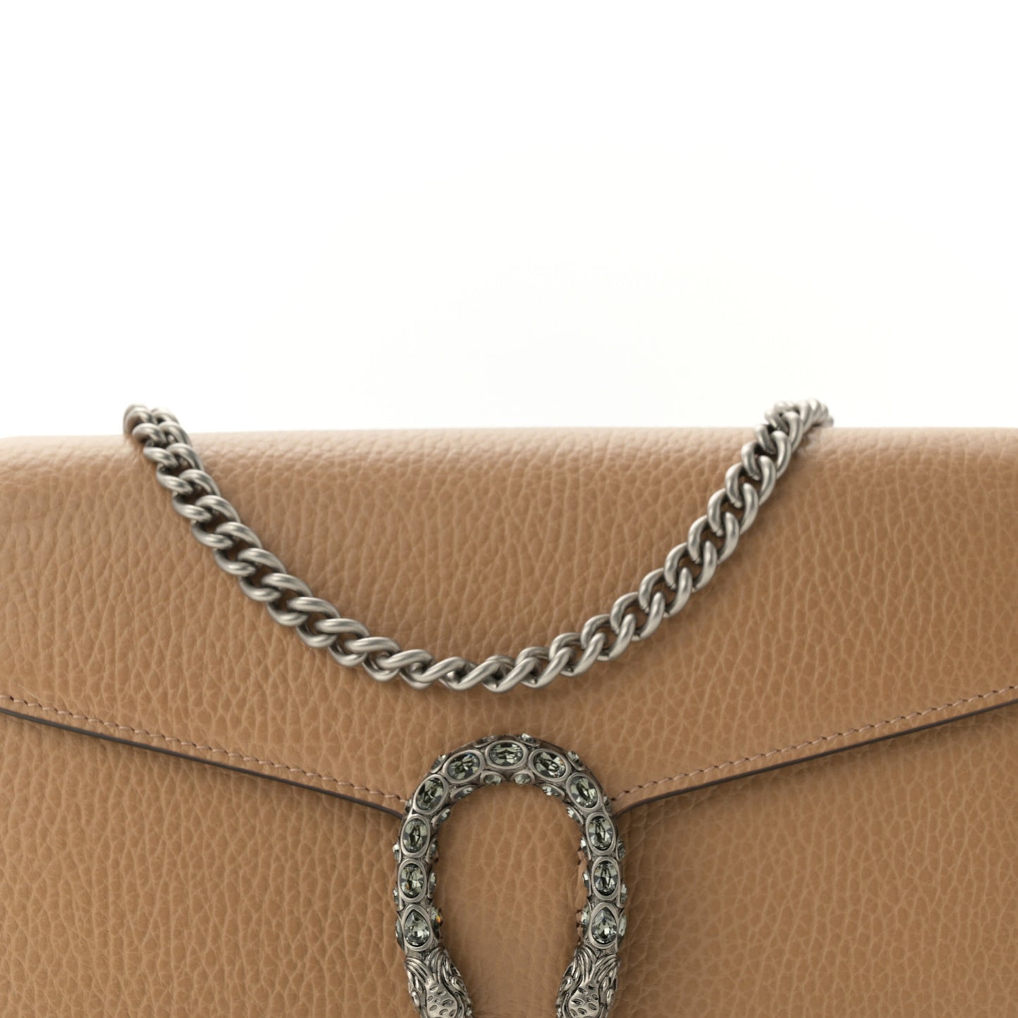 Dollar Calfskin Crystal Mini Dionysus Chain Wallet Natural Tan Black Diamond