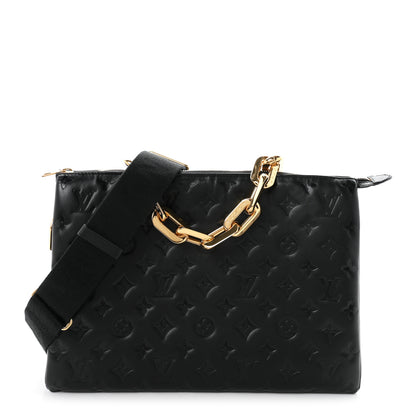 Louis Vuitton Lambskin Embossed Monogram Coussin MM Black 1 of 10