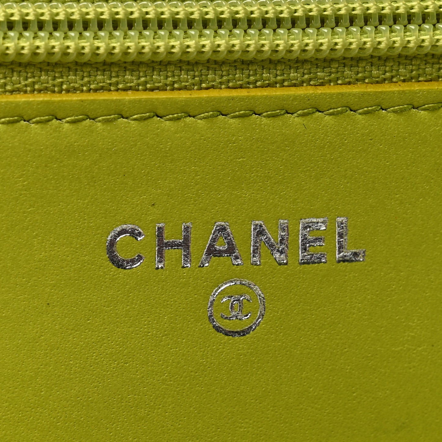 Patent Camellia Embossed Wallet on Chain WOC Green