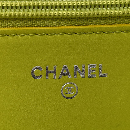 Chanel Patent Camellia Embossed Wallet on Chain WOC Green 6 of 14