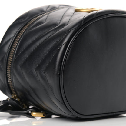 Gucci Calfskin Matelasse Mini GG Marmont Round Backpack Black 8 of 11