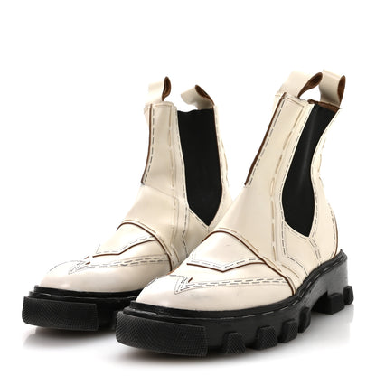 Balenciaga Calfskin Womens Topstitch Chelsea Boots 37.5 White 4 of 9