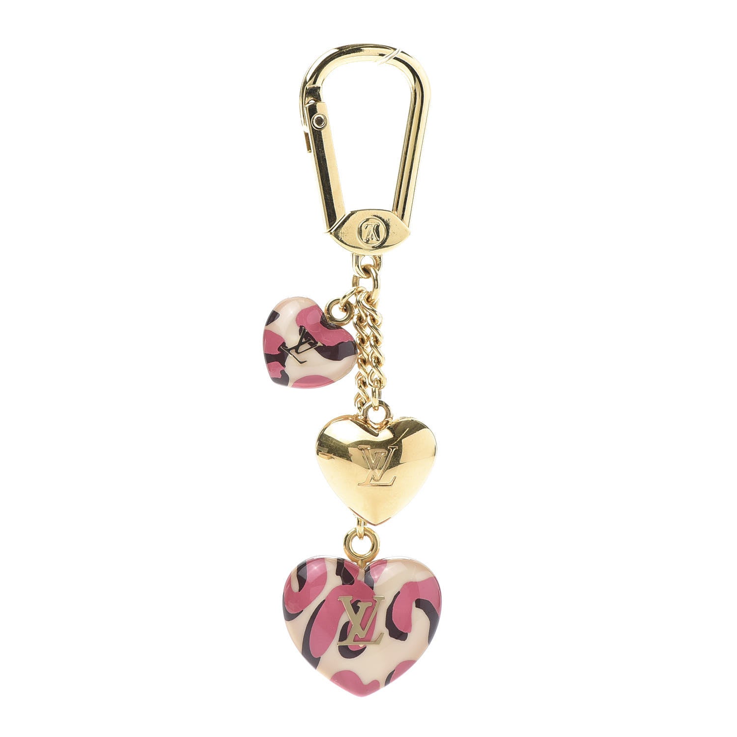 Louis Vuitton Leopard Heart Bag Charm Key Holder Blanc Corail 1 of 4