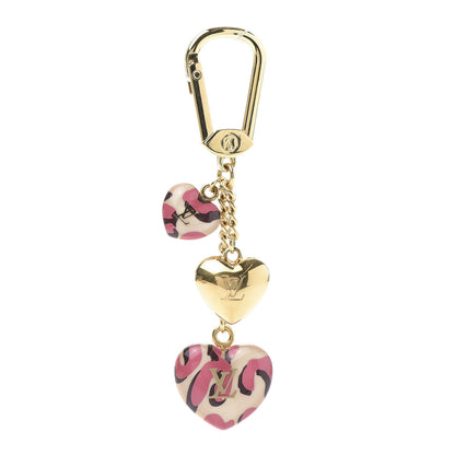 Louis Vuitton Leopard Heart Bag Charm Key Holder Blanc Corail 1 of 4
