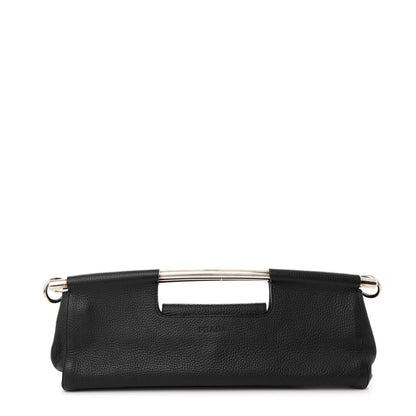 Prada Vitello Daino Steel Handle Clutch Black 1 of 10