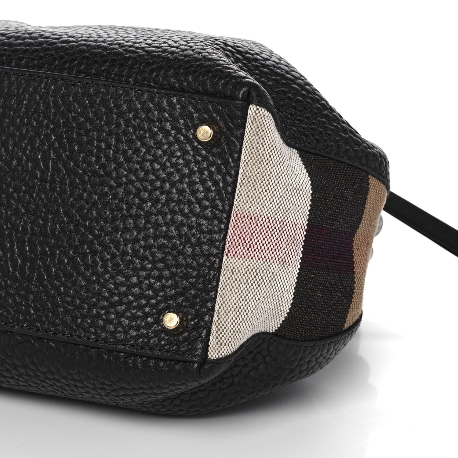 Burberry Grainy Calfskin House Check Small Maidstone Black 9 of 10