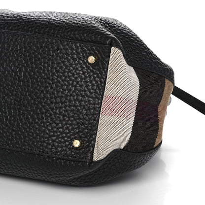Burberry Grainy Calfskin House Check Small Maidstone Black 9 of 10