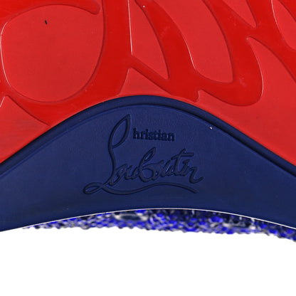 Christian Louboutin Calfskin Veau Velours Strass Mens Louis Junior Flat Sneakers 43 Blue 8 of 9