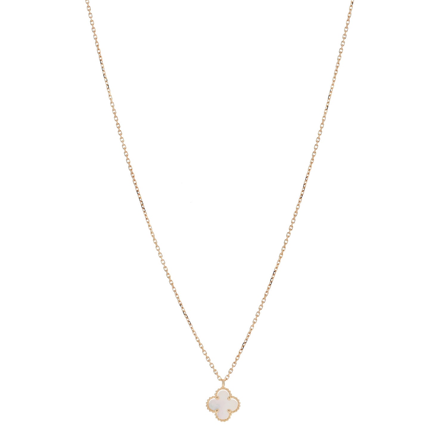 Van Cleef & Arpels 18K Yellow Gold Mother of Pearl Sweet Alhambra Pendant Necklace 1 of 5