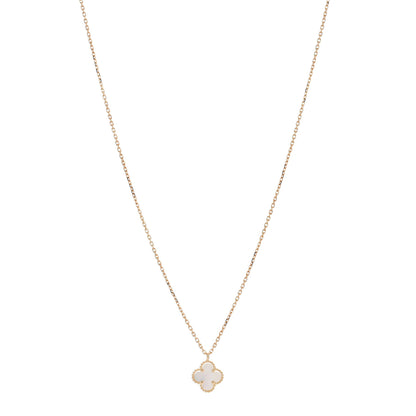 Van Cleef & Arpels 18K Yellow Gold Mother of Pearl Sweet Alhambra Pendant Necklace 1 of 5