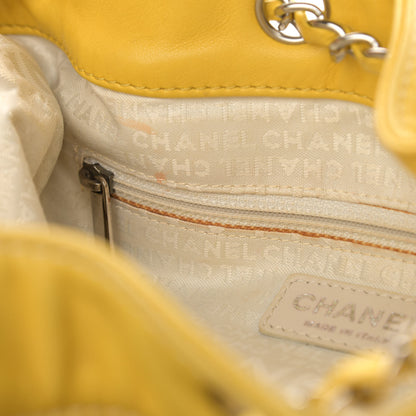 Chanel Lambskin Contrast Stitch Drawstring Tote Yellow 13 of 13