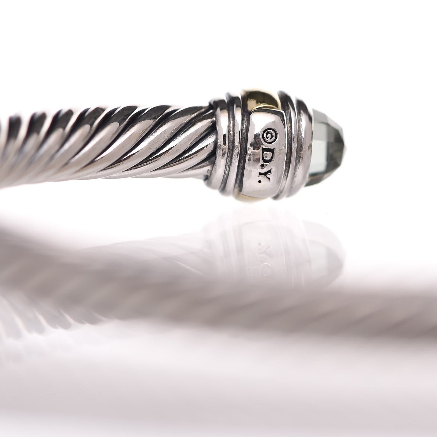Sterling Silver 14K Yellow Gold Prasiolite 5mm Cable Classics Bracelet