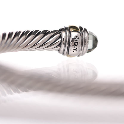 David Yurman Sterling Silver 14K Yellow Gold Prasiolite 5mm Cable Classics Bracelet 4 of 5