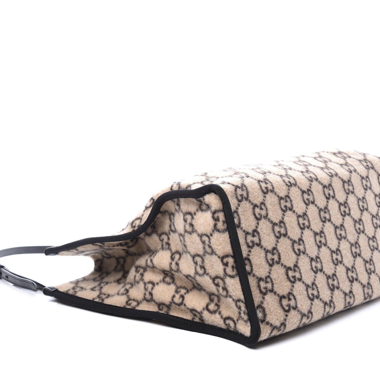 Covered Wool GG Monogram Large Tote Bag Beige Ebony