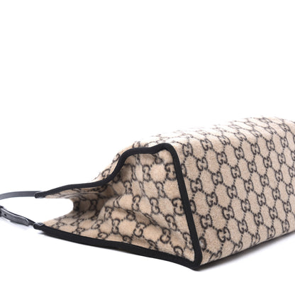Gucci Covered Wool GG Monogram Large Tote Bag Beige Ebony 5 of 11