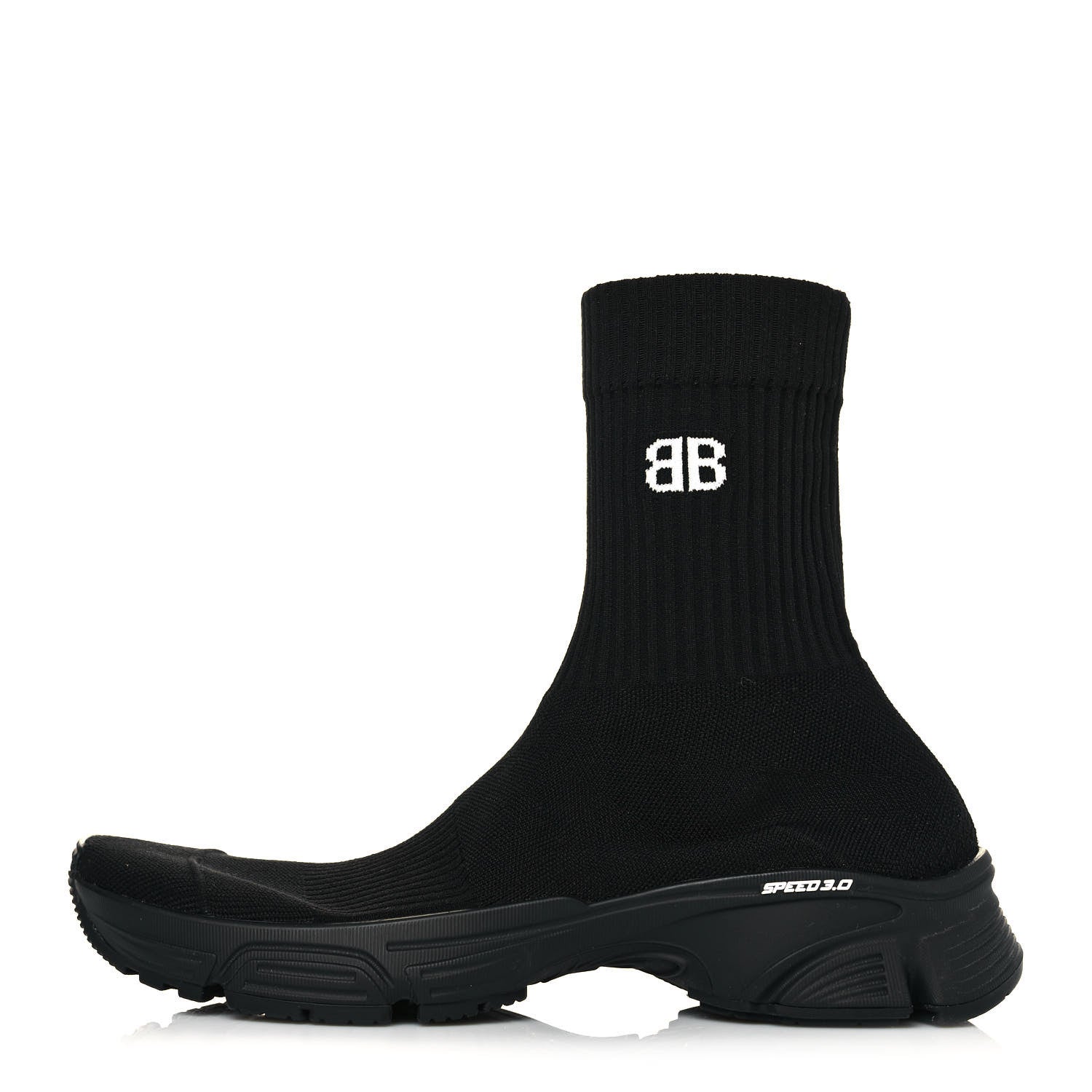 Balenciaga Technical Ribbed 3D Recycled Knit Womens Speed 3.0 Sneakers 39 Monocolor Black 1 of 7