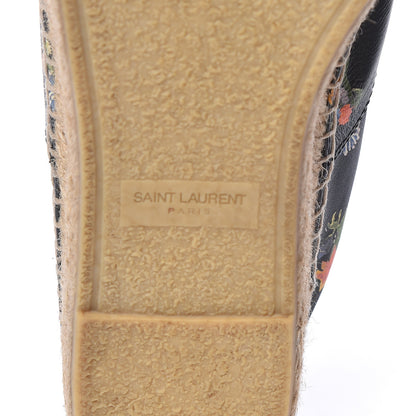 Saint Laurent Floral Print Lace Up Espadrilles 37 Black 6 of 11