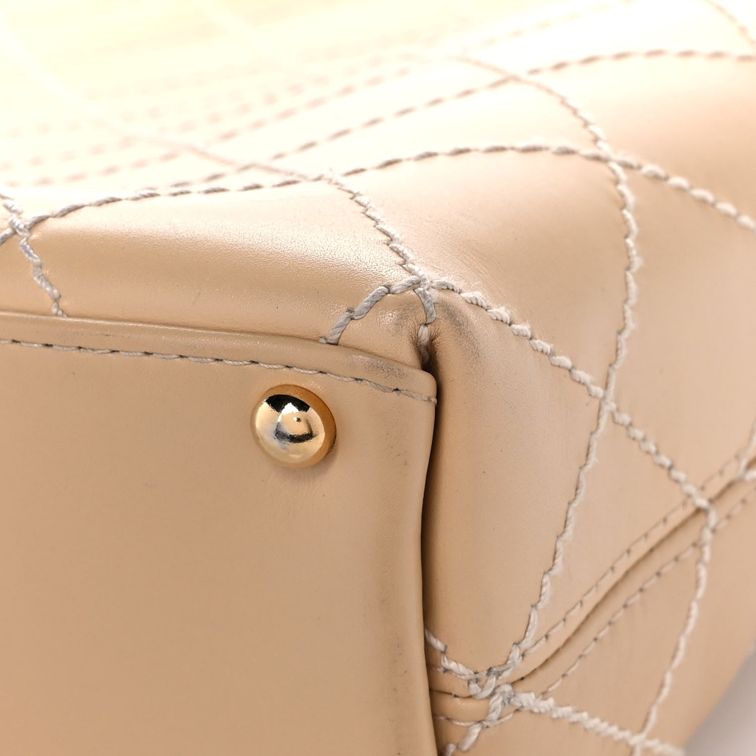 Chanel Calfskin Stitched Shoulder Bag Beige 9 of 16