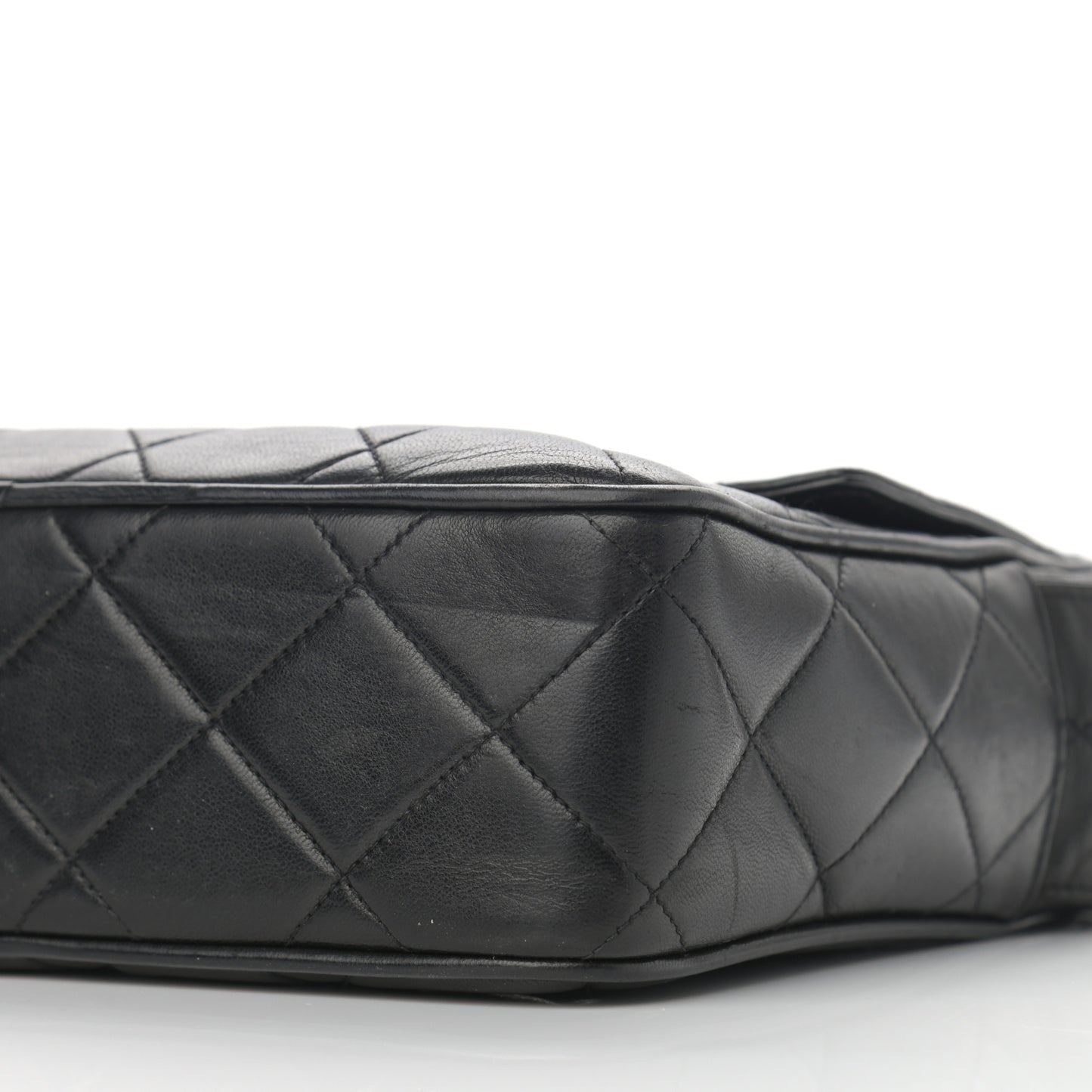 Lambskin Quilted Tassel Flap Camera Case Black
