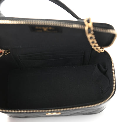 Chanel Lambskin Quilted Small Top Handle Vanity Case With Chain Black 5 of 8