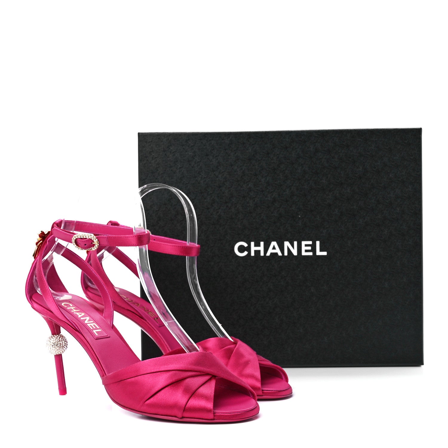 Chanel Satin Pearl Crystal Bow Pumps 39 Pink 9 of 9