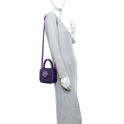 Versace Satin Crystal Studded Mini La Medusa Bag Purple 2 of 11
