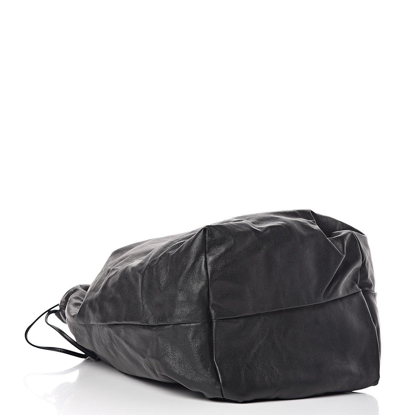 Canvas Calfskin Teddy Drawstring Shopping Tote White Black