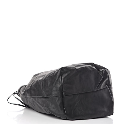Saint Laurent Canvas Calfskin Teddy Drawstring Shopping Tote White Black 9 of 15