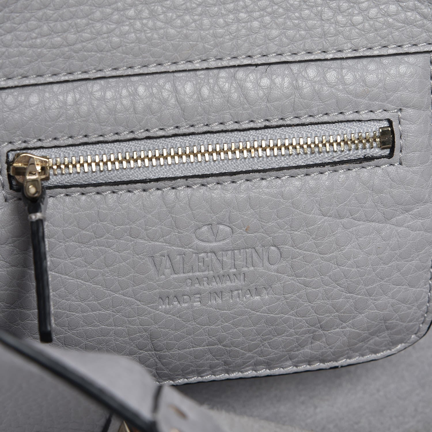 Valentino Garavani Grained Calfskin Mini Rockstud Tote Pastel Grey 7 of 8