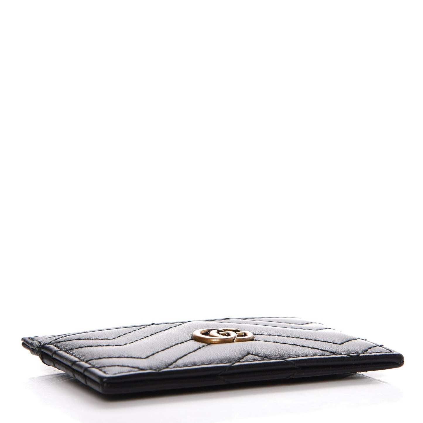 Calfskin Matelasse GG Marmont Card Holder Black