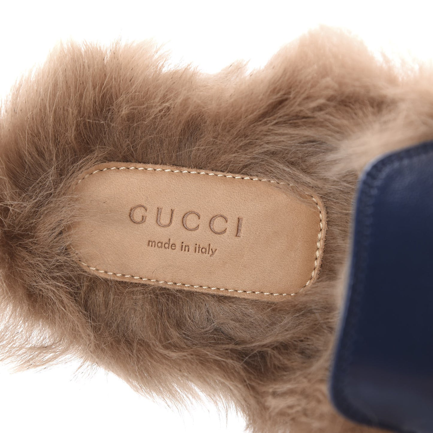 Malaga Kid Fur Womens Princetown Slippers 36 Blue Agata