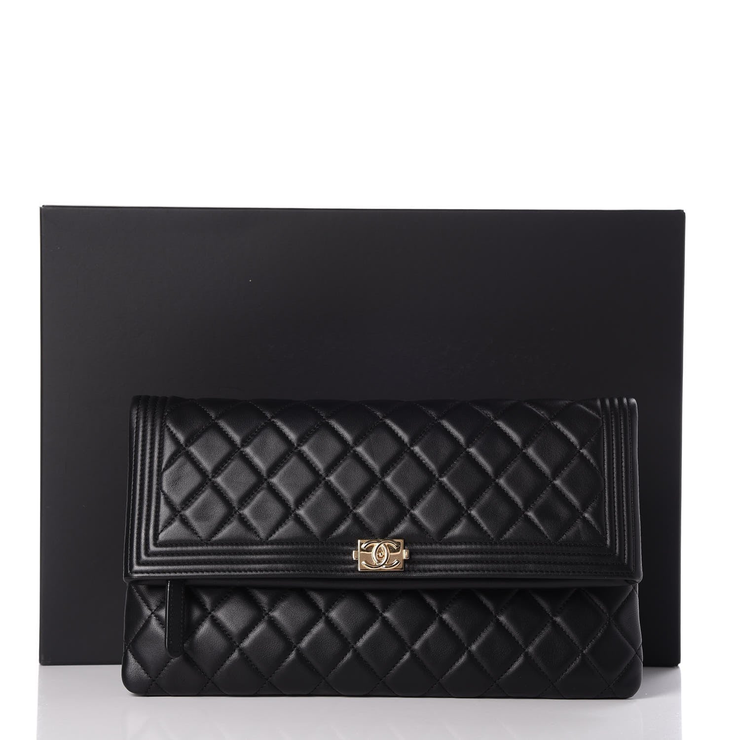 Chanel Lambskin Quilted Beauty CC Boy Clutch Black 8 of 8
