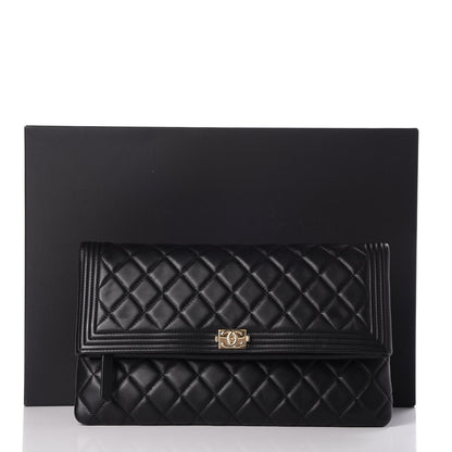 Chanel Lambskin Quilted Beauty CC Boy Clutch Black 8 of 8