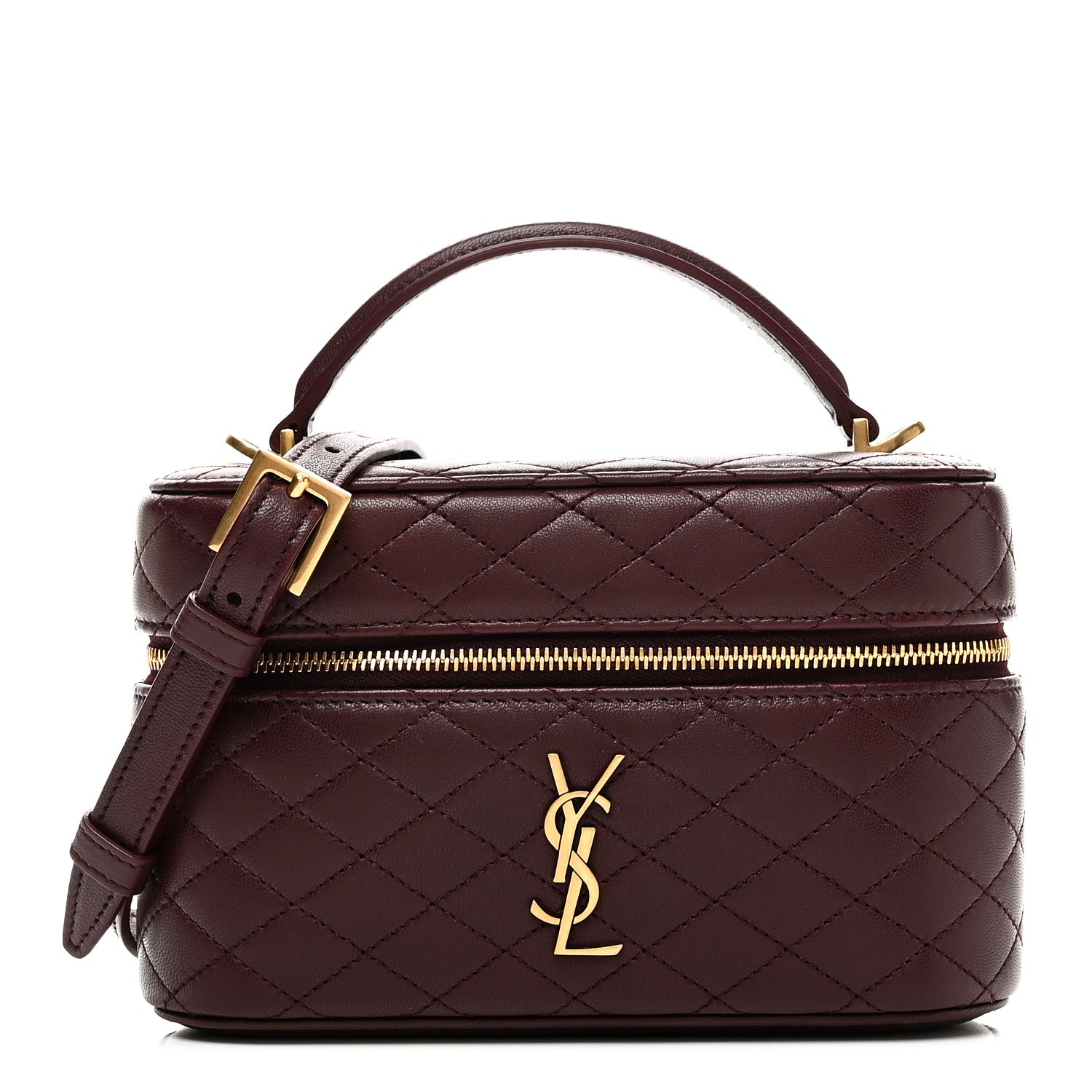 Saint Laurent Lambskin Quilted Mini Gaby Vanity Case Rouge Cabernet 1 of 10