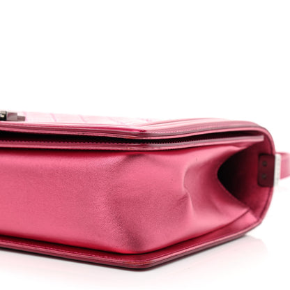 Chanel Metallic Patent Quilted New Medium Boy Flap Fuchsia 11 of 11