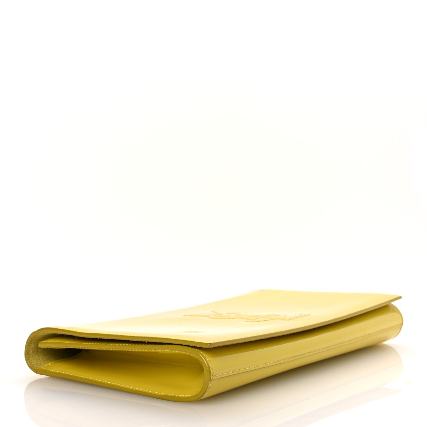 Textured Patent Calfskin Monogram Large Belle De Jour Clutch Lemon