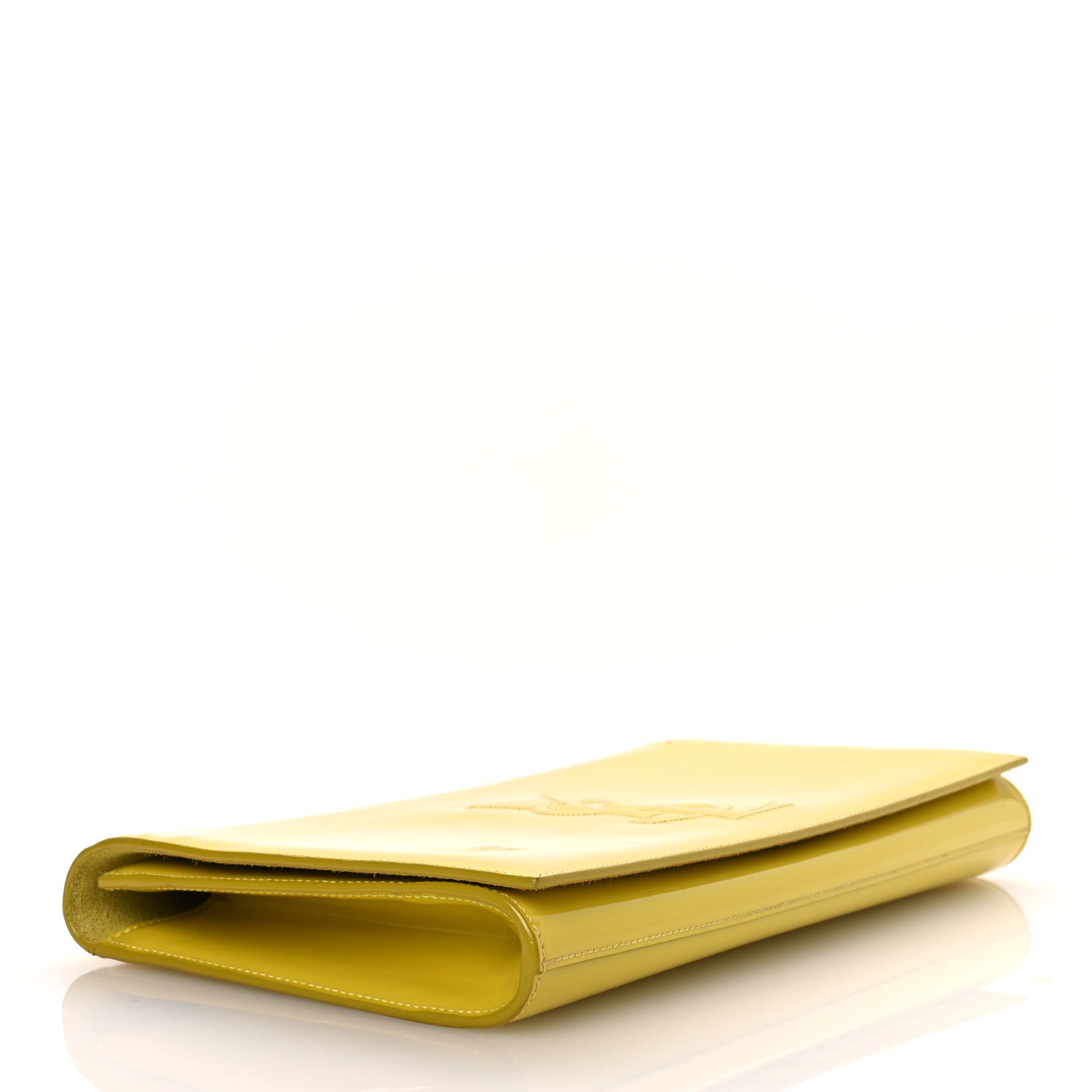Saint Laurent Textured Patent Calfskin Monogram Large Belle De Jour Clutch Lemon 4 of 12