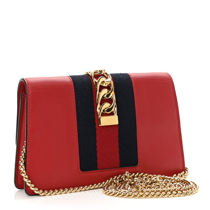 Gucci Calfskin Super Mini Sylvie Chain Shoulder Bag Hibiscus Red 3 of 14