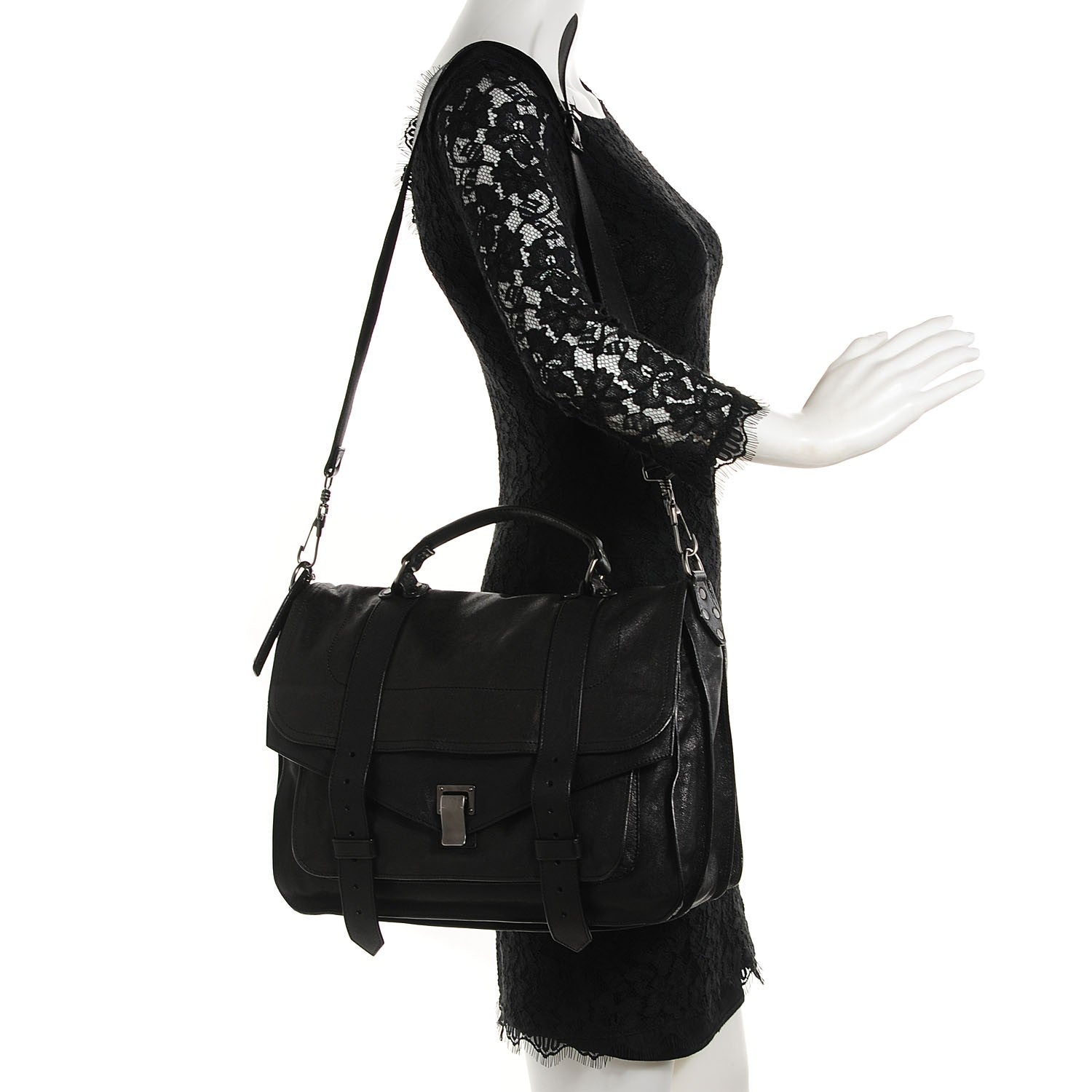 Proenza Schouler Lambskin Large PS1 Satchel Black 2 of 11