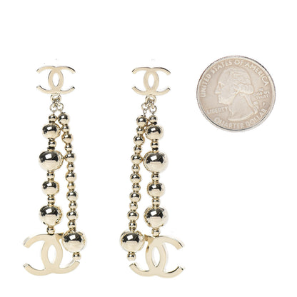Chanel Metal CC Bead Drop Earrings Gold 2 of 5