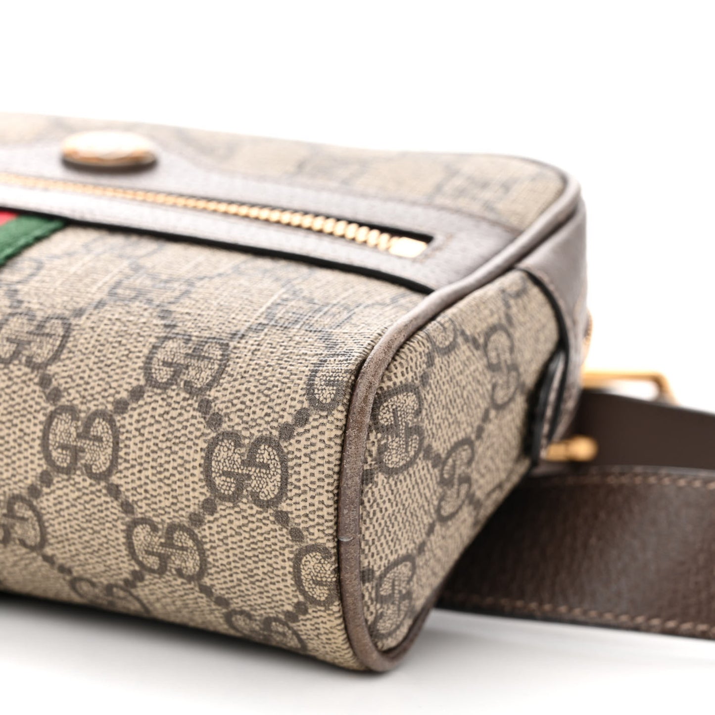 GG Supreme Monogram Web Small Ophidia Belt Bag 95/38 Dark Brown