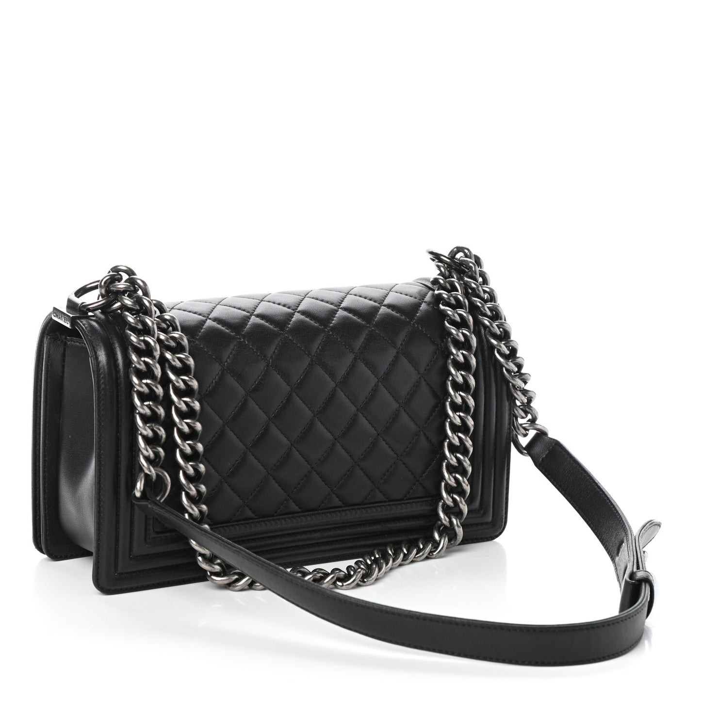 Lambskin Quilted Medium Boy Flap Black