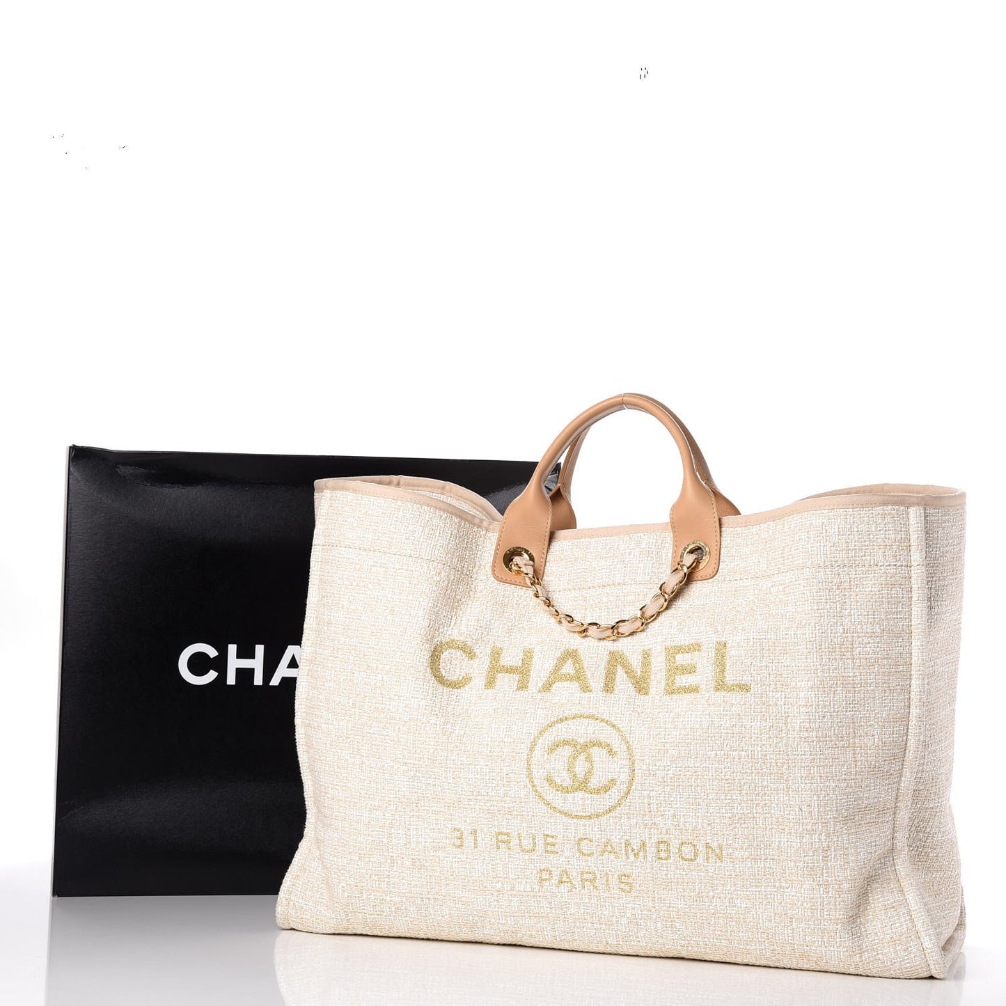 Canvas Extra Large Deauville Tote Light Beige